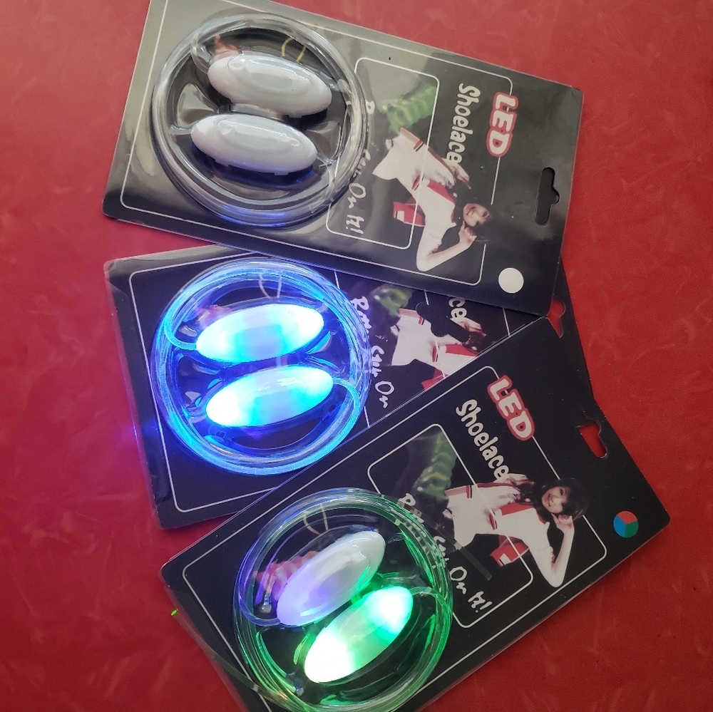 Led shoestrings 3 sets fasten on handbag backpack or shoes